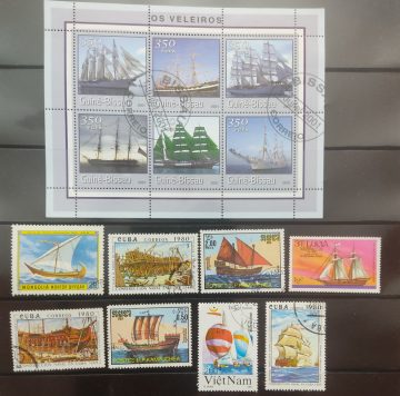 Ships used stamps (14 stamps)