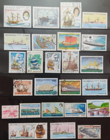 Ships used stamps (25 stamps)