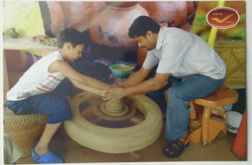 A Boy Learning pot making in film city, Bengaluru Maxi Cards