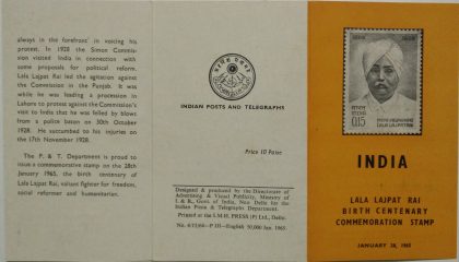 28 Jan. 65 Lala Lajpat Rai. Personality, Freedom Fighter, Author (BR)