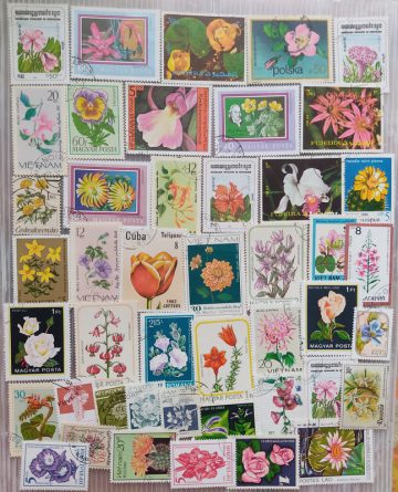 100 Flowers Used stamps