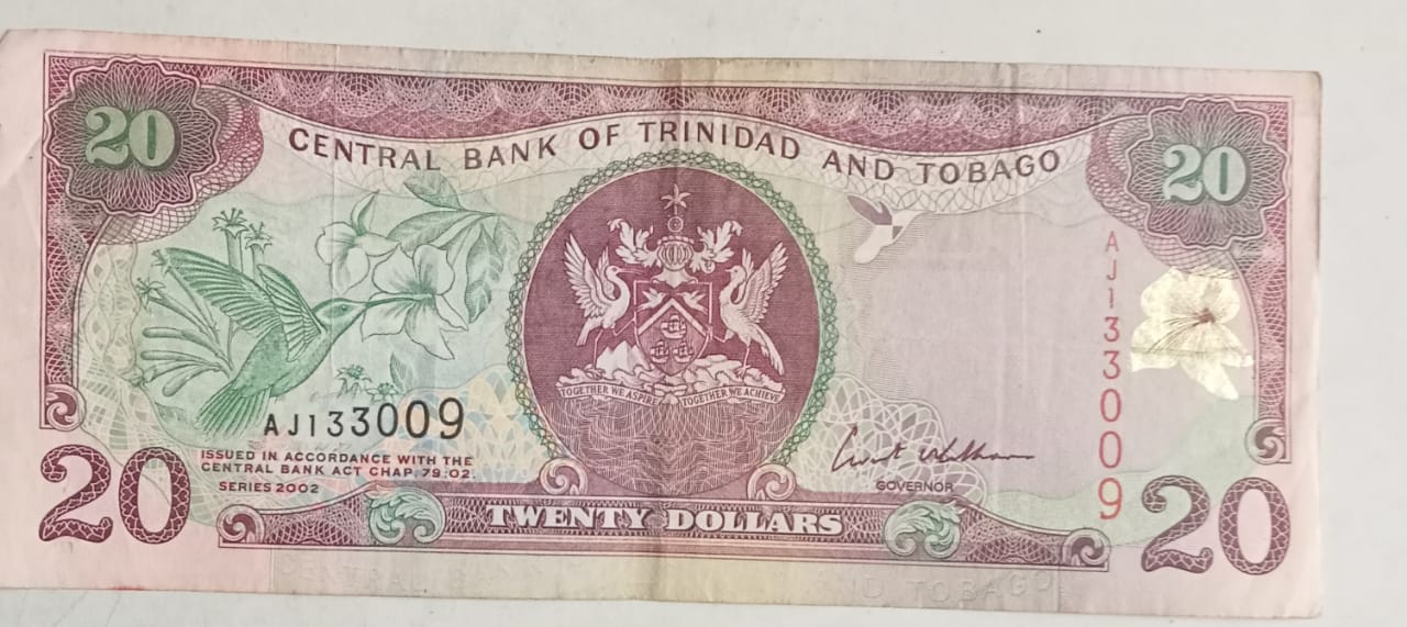 Trinidad And Tobago Currency 20 Dollar Used Sams Shopping   Trinidad 20 