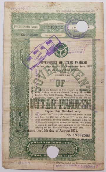 Indian Promissory Note Value 100 rupee watermark "G.O.I" - 7
