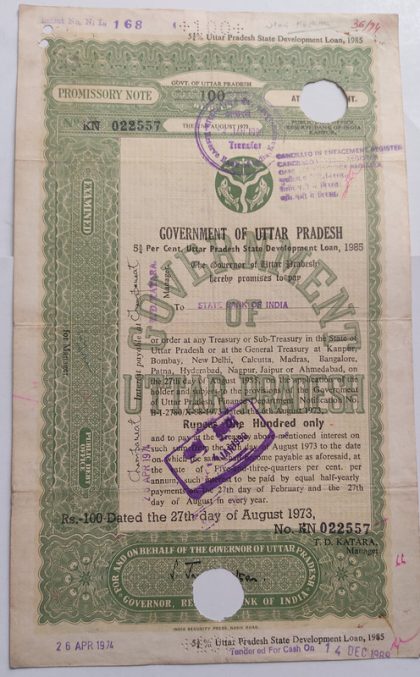 Indian Promissory Note Value 100 rupee watermark "G.O.I" - 17