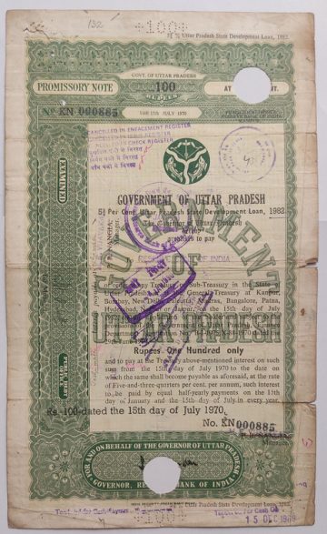 Indian Promissory Note Value 100 rupee watermark "G.O.I" - 28