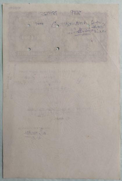 Indian Stamp Paper Value Rs.1000-1989j IND Non Judicial Water mark "Chakra Govt of India" - Image 2