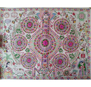 MADHUBANI PAINTING "KOHBAR" Made on-Thick paper - 2 Dimension-(28*22) inch