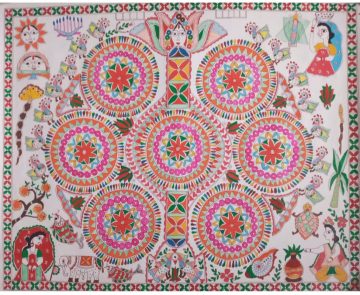 MADHUBANI PAINTING "KOHBAR" Made on-Thick paper - 3 Dimension-(28*22) inch