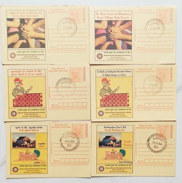 Meghdoot Post Card Advertisement By National Disaster Management Set Of 6 Cards With Cancelation