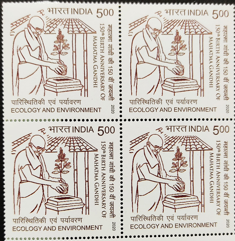 150th Anniv.of Mahatma Gandhi (Block of 4 stamp) – Sams Shopping