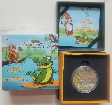 Panchatantra Coloured Souvenir Coin Proof Set: The Monkey & The Crocodile(PROOF SET)