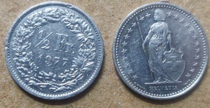 SWITZERLAND Half Fr. 1977 Helvetia (used)