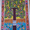 MADHUBANI PAINTING Birds on a tree with fishes in water Dimension-(20*13) inch Made on-canvas