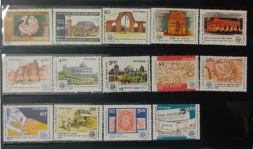 Theme collection of 'INDIA 89' International Stamp Exhibition New Delhi 14 Stamps