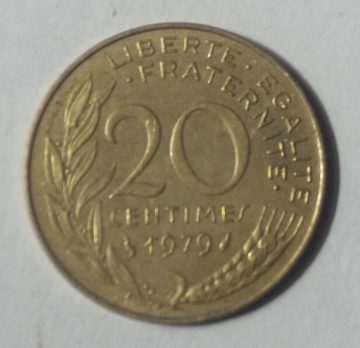 20 Centimes 1979 Liberte Egalite Fraternite Used