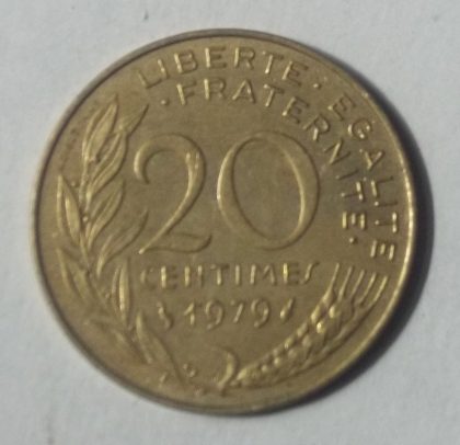 20 Centimes 1979 Liberte Egalite Fraternite (used)