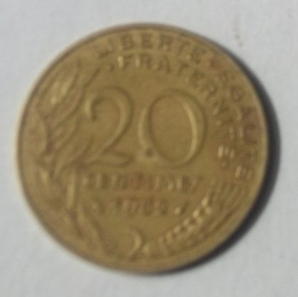 20 Centimes 1982 Liberte Egalite Fraternite (used)