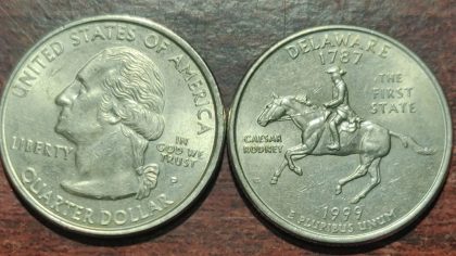 United States Quarter Dollar Delaware State 1 Coin (# 1/50) Used