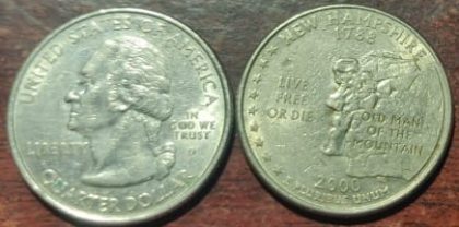 United States Quarter Dollar New Hampshire State 1 Coin (# 9/50) Used