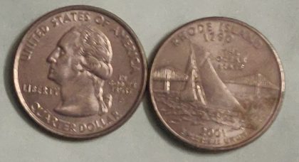 United States Quarter Dollar Rhode Island State 1 Coin (# 13/50) Used