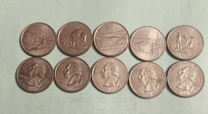 United States Quarter Dollars Set of  5 State Coins 2005 Used