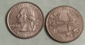 United States Quarter Dollar Oklahoma State 1 Coin (# 46/50) Used