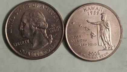 United States Quarter Dollar Hawaii State 1 Coin (# 50/50) Used