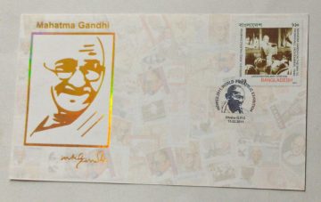 Mahatma Gandhi Bangladesh Gold embossed catchet 2011(Foreign FDC)