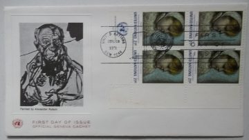 United Nations Official Geneva Cachet FDC Blk of 4 Stamp (Foreign FDC)