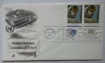 United nations International School fdc Double stamp (Foreign FDC)