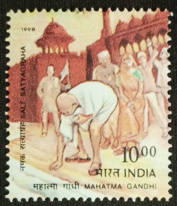 50nd Death Anniv.of Mahatma Gandhi Salt Satyagraha_Cut Setenant