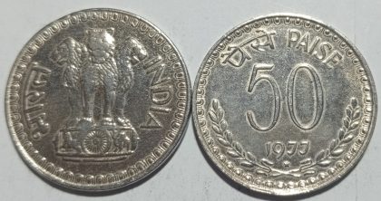 50 PAISE-1977_USED_1 NO (HYDERABAD MINT)