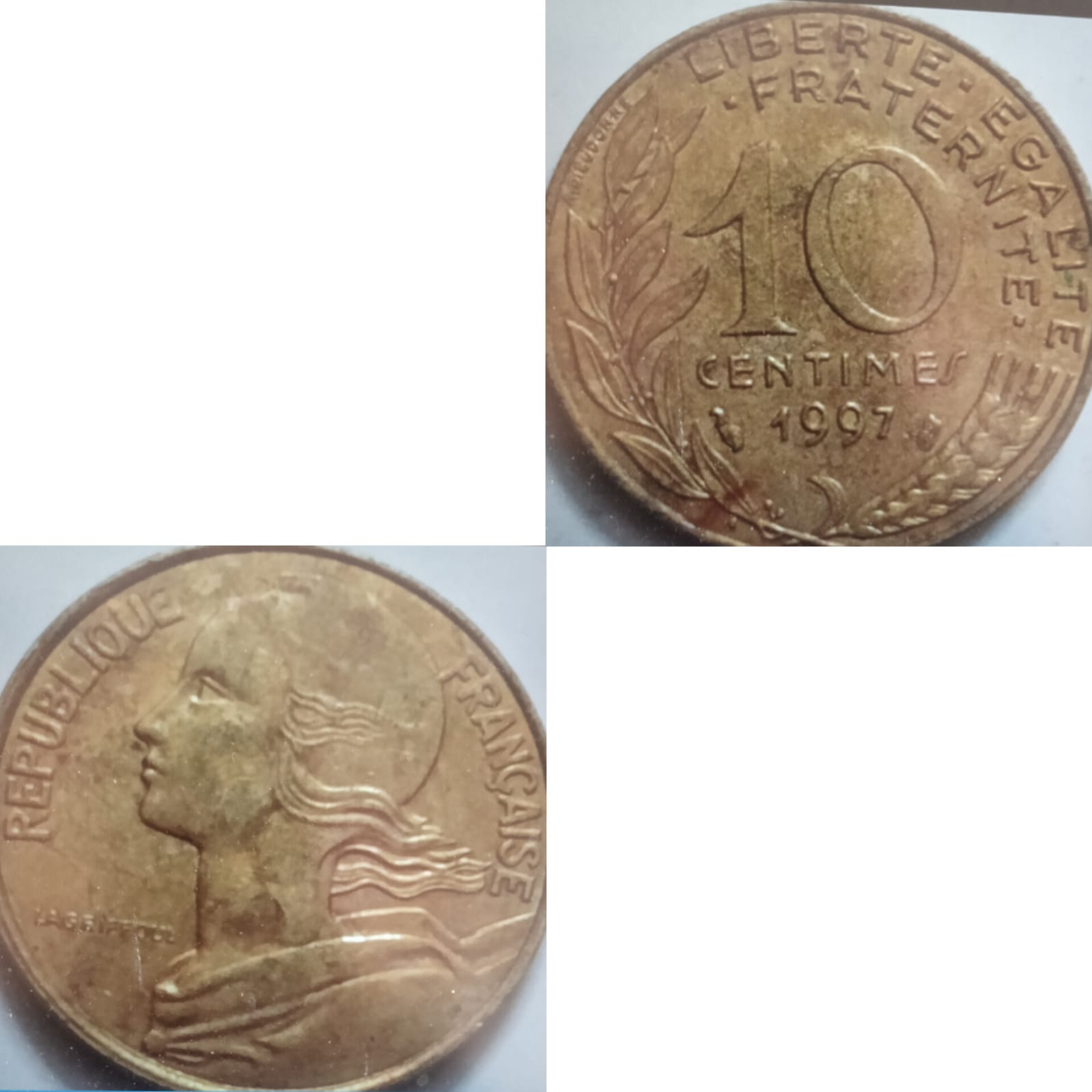 10 Centimes 1997 Liberte Egalite Fraternite Used