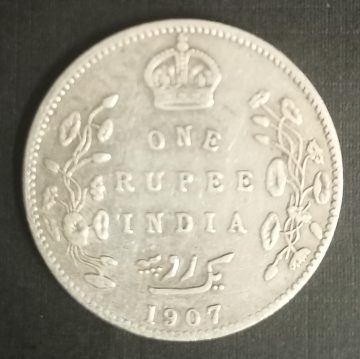 British India Coin Edward VII 1 Rupee 1907_Used (SILVER)