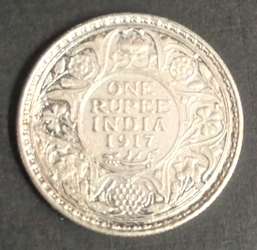 British India Coin George V 1 Rupee 1917_Used