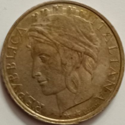 ITALY 100 LIRE 1994 COPPER-NICKEL COIN - Female head with towered crown(used)