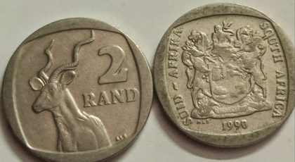 SOUTH AFRICA 2 RAND 1990(used)