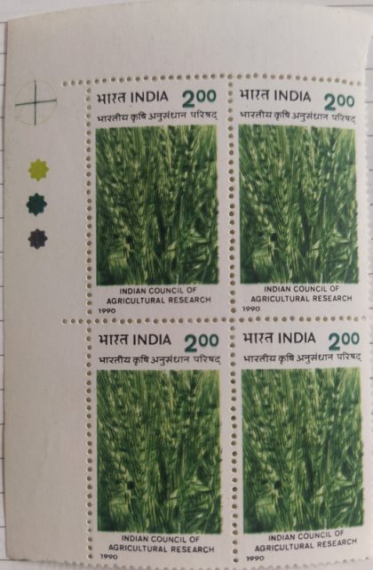 Indian Council of Agricultural Research Agriculture, Research, Wheat, Organisation, (Block of 4 TL Stamp)