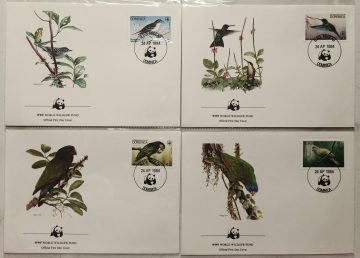 World Wide Fund For Nature Republic of Dominica Birds 1984 Set of 4 (Foreign FDC)