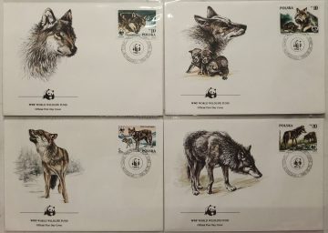 World Wide Fund For Nature Polska Wolf 1985 Set of 4 (Foreign FDC)
