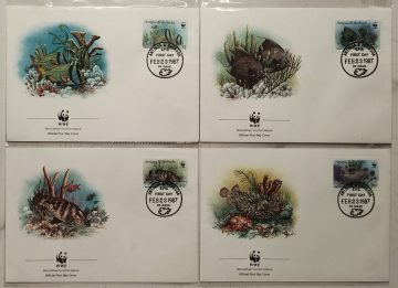 World Wide Fund For Nature Antigo & Barbuda Fishes 1987 Set of 4 (Foreign FDC)