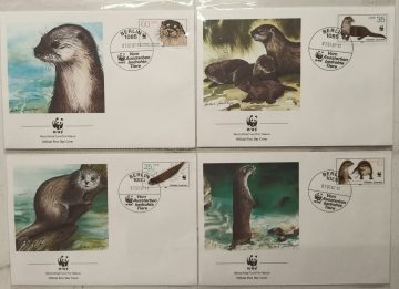 World Wide Fund For Nature DDR Germany Eurasian Otter 1987 Set of 4 (Foreign FDC)