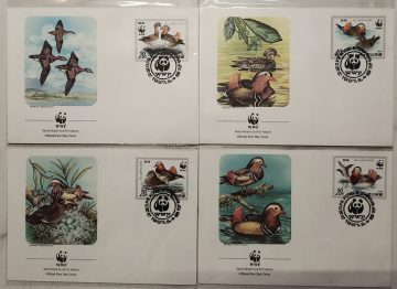 World Wide Fund For Nature DPR Korea Mandarin Duck 1987 Set of 4 (Foreign FDC)