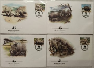World Wide Fund For Nature Swaziland White Rhino 1987 Set of 4 (Foreign FDC)