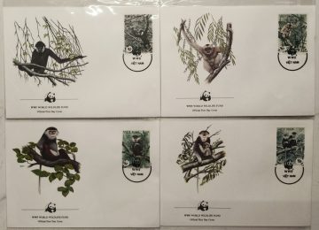 World Wide Fund For Nature Vietnam Monkey 1987 Set of 4 (Foreign FDC)
