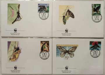 World Wide Fund For Nature Papua New Guinea Butterfly 1988 Set of 4 (Foreign FDC)
