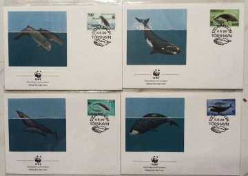 World Wide Fund For Nature Foroyar Northern Bottlenose Whale 1990 Set of 4 (Foreign FDC)