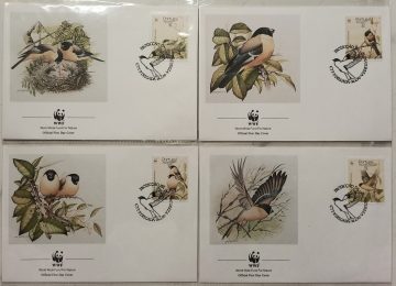 World Wide Fund For Nature Portugal Azores Bull Finch 1990 Set of 4 (Foreign FDC)
