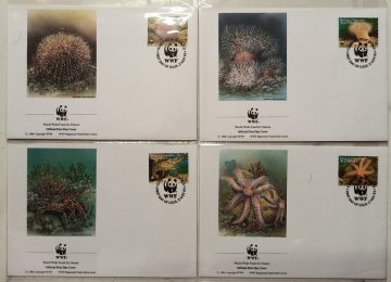 World Wide Fund For Nature Bailwick of Guernsy Alderny Sea Creatures 1993 Set of 4 (Foreign FDC)
