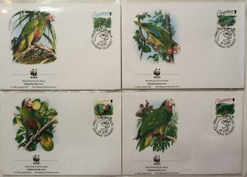 World Wide Fund For Nature Cayman Grand Cayman Parrot 1993 Set of 4 (Foreign FDC)
